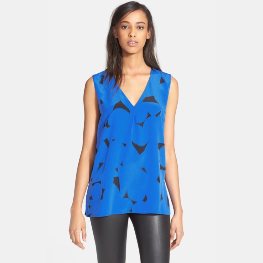 Vince Print Silk Top, Size Medium